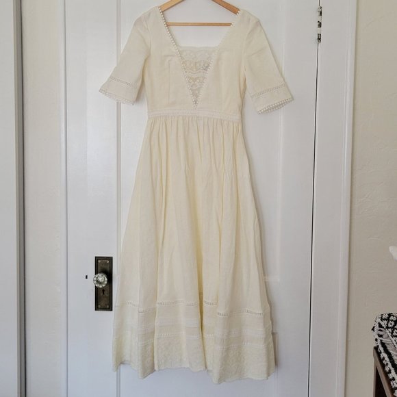 NWT BEDRA Vintage Under the Tuscan Sky Edwardian Midi Dress, XS, Linen, Wedding - Picture 6 of 16